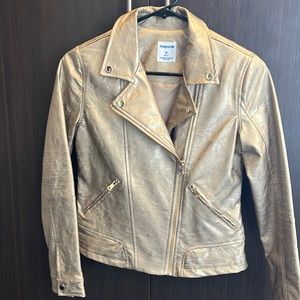 Gold Faux Leather Moto Jacket